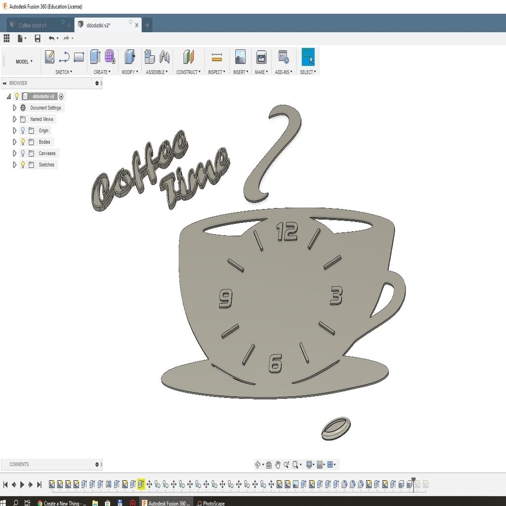 Miniatura 3 do modelo 3D Coffee Time Kitchen Clock