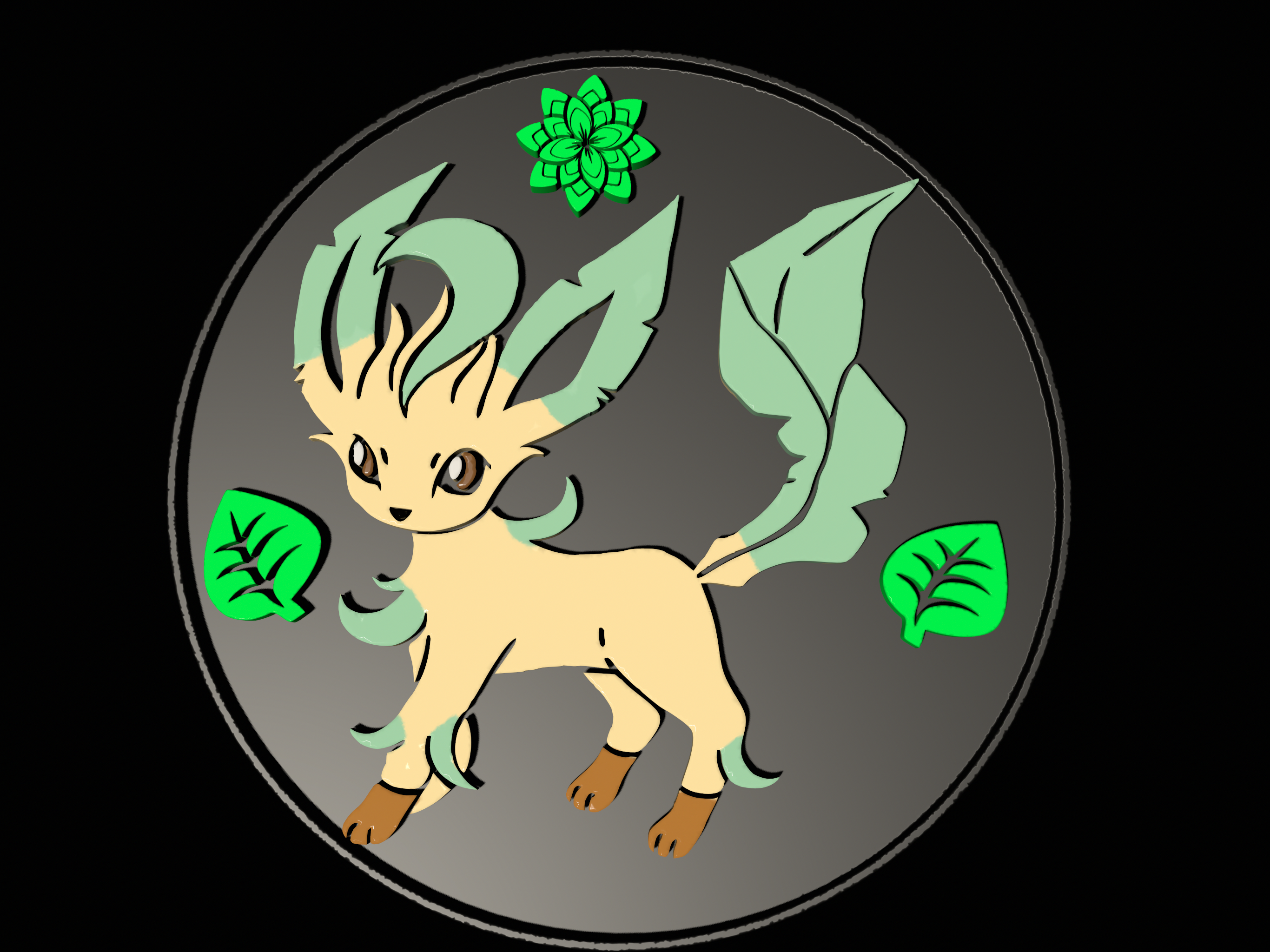 Leafeon coaster / coin  pokemon