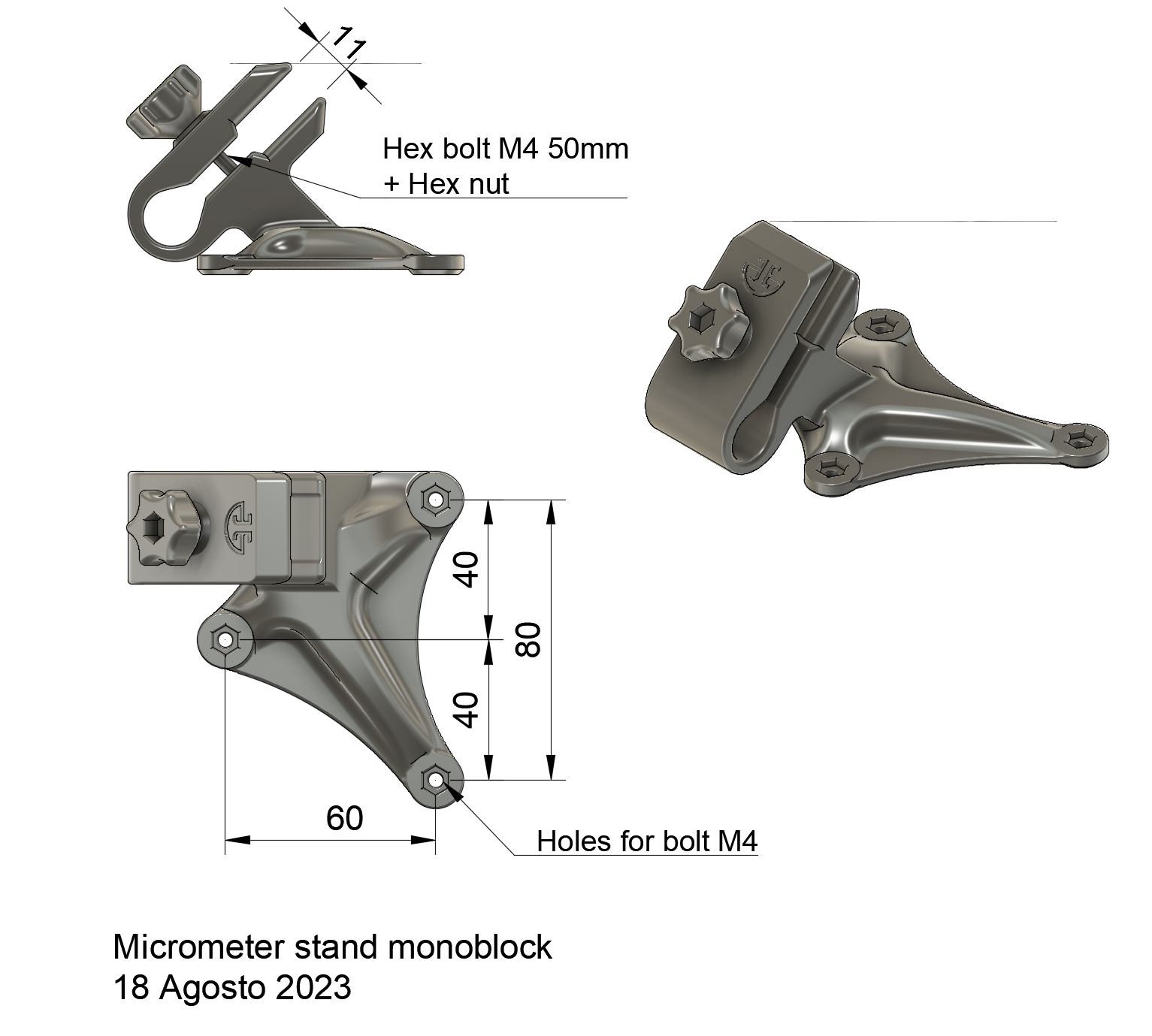 Miniatura 3 do modelo 3D Micrometer stand monoblock