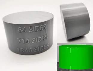 Cylinder Smoothness Example 64, 714, 1346 sides