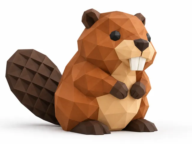 Low Poly Beaver – Geometric Minimal Animal | Abstract Minimal Animals Set 3