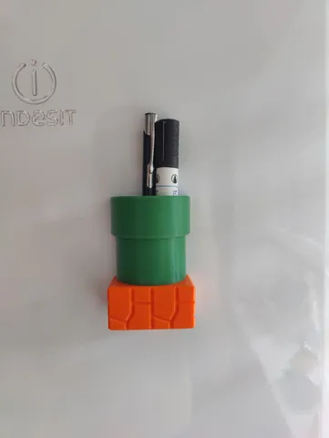 Mario pipe magnetic pen holder