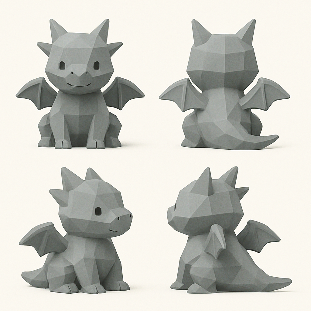 Fourth Wing Inspired Low-Poly Baby Dragon Figurine