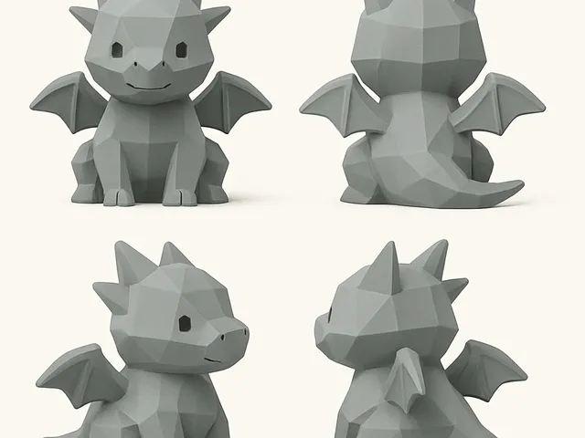 Fourth Wing Inspired Low-Poly Baby Dragon Figurine