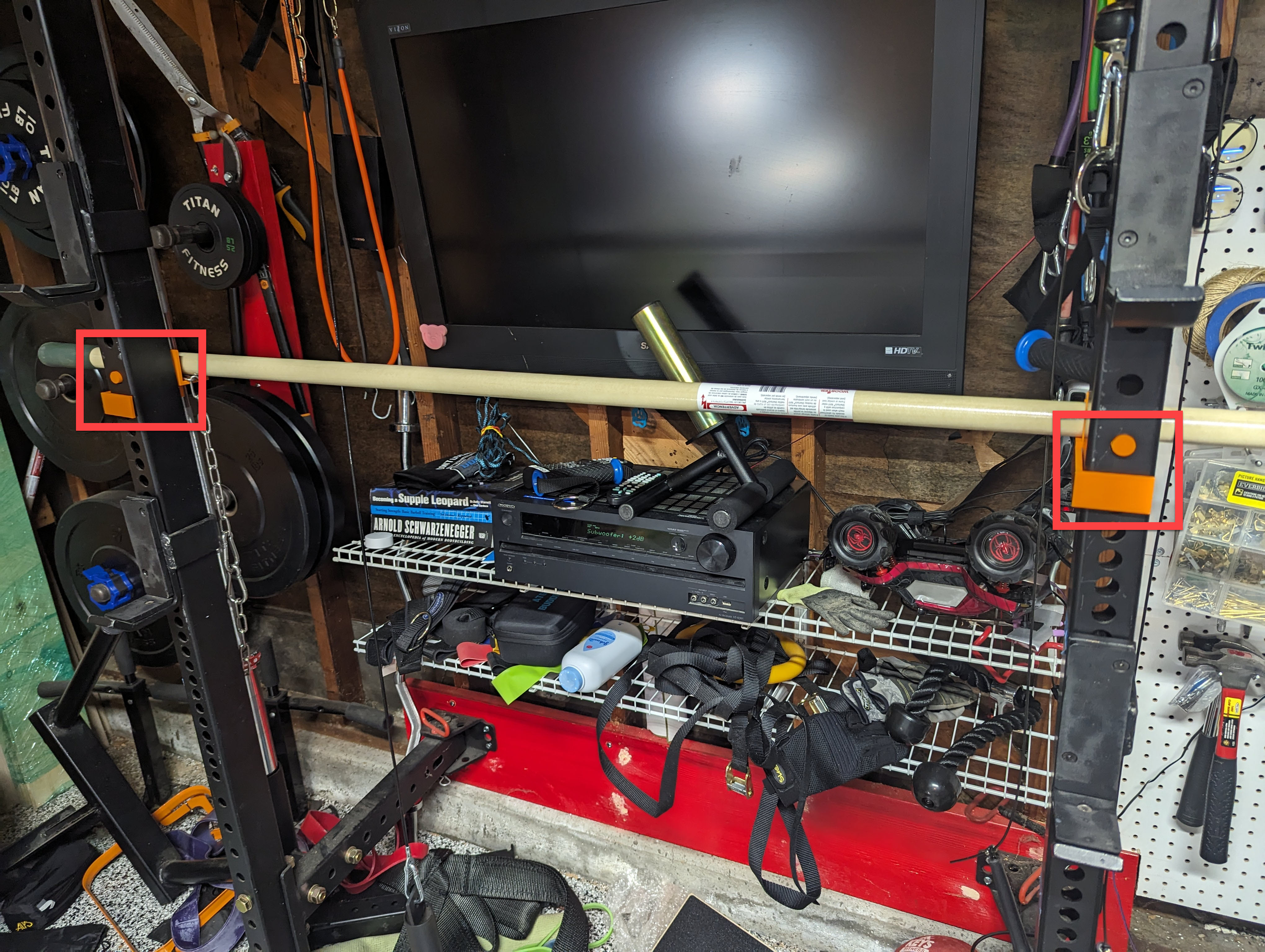 Bar/Broom Handle Holder for Weight Power Rack