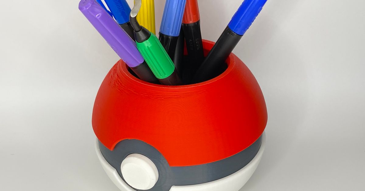 3D file Pencil Holder Pokeball ✏️・3D printer model to download