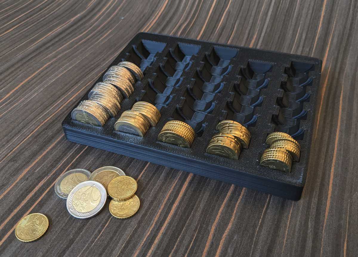 Euro Coin Sorter Tray by bunnyology Download free STL model