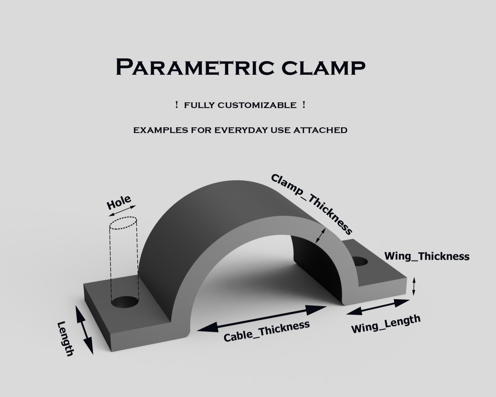 Parametric clamp for cables - FULLY CUSTOMIZABLE