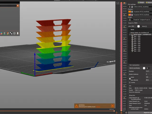 Prusa XL Tool-changer Temp Tower (PETG)