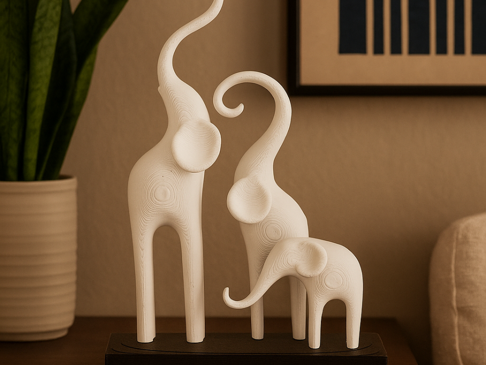 Minimalist Elephant Family Sculpture