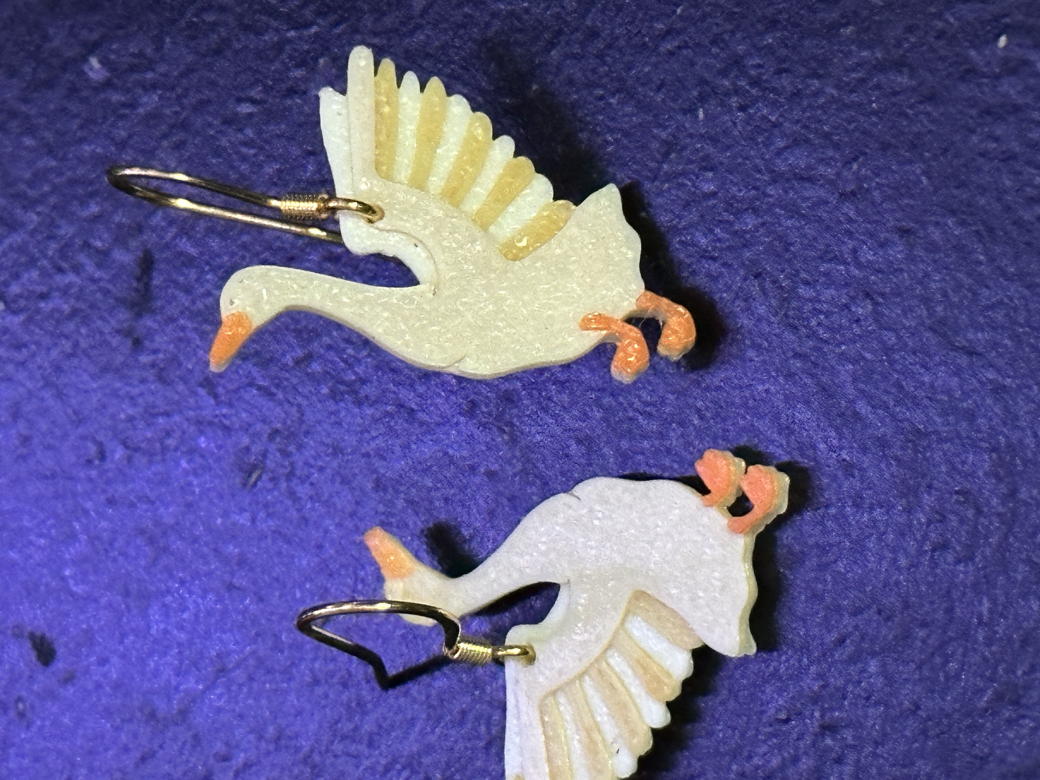 goose earrings layered multicolor with pauses