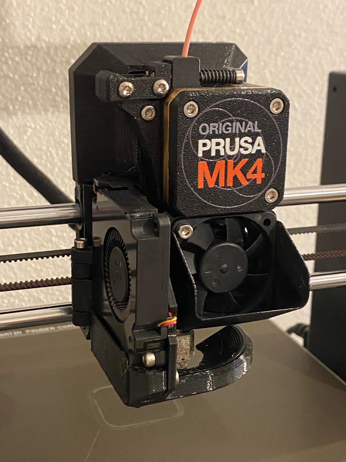 MK4 Hotend Fan Shield - eliminates turbulence / drafts at the nozzle caused by the hotend fan - Fan shroud - REMIX 3D model thumbnail
