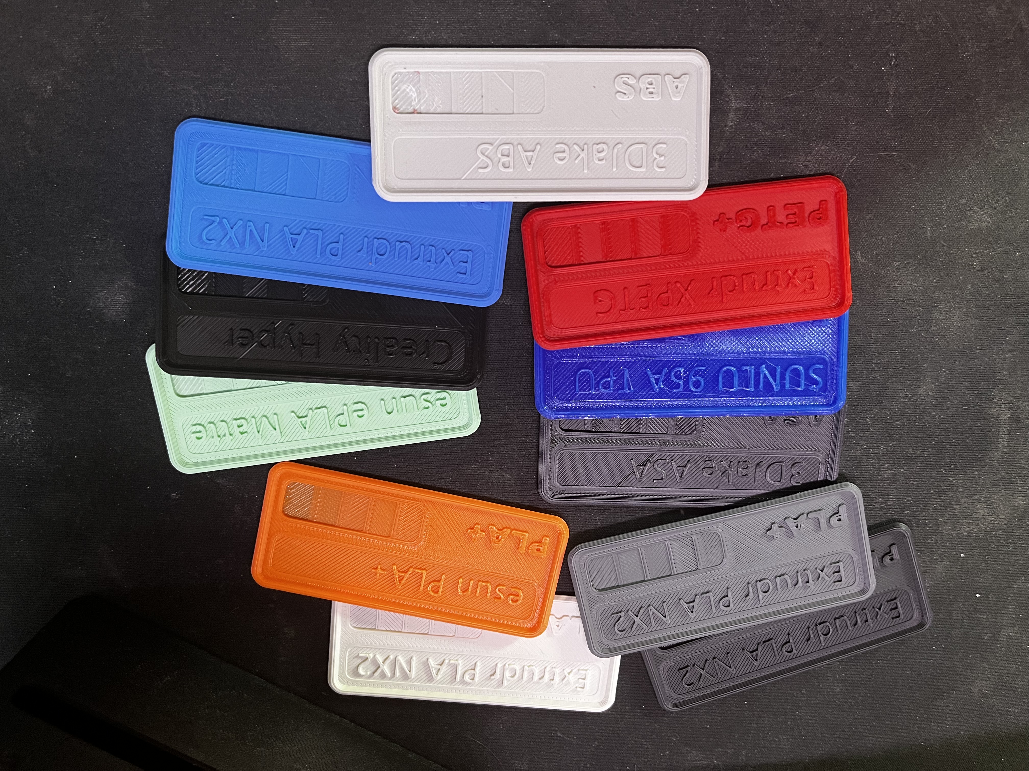 Filament Samples with Filament Names added