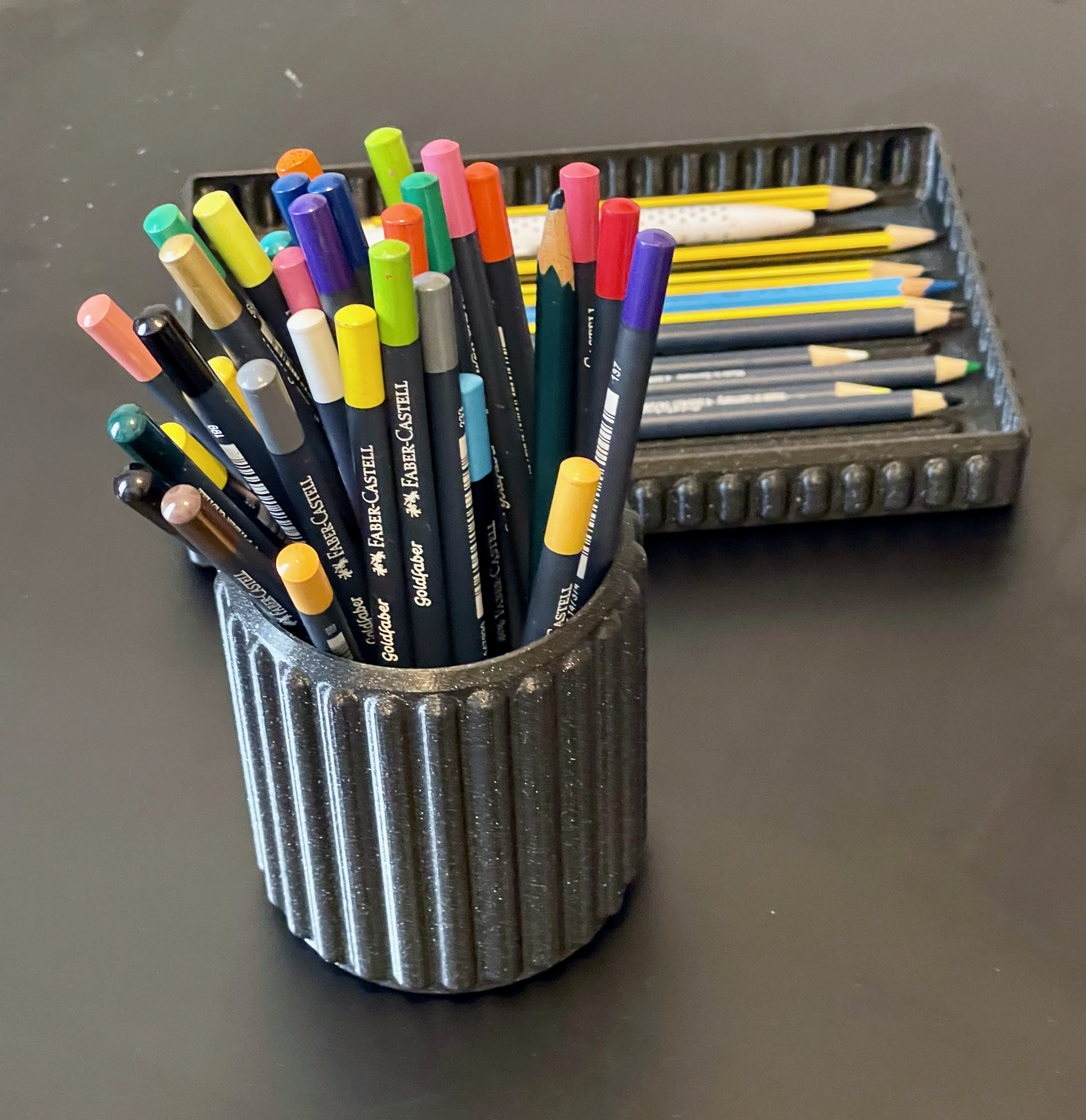 Pencil mug and tray