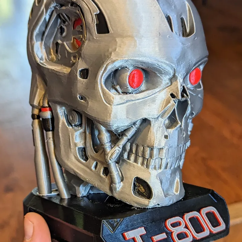 Terminator T-800 Bust Remix with Primary Color Accents by CrashOverride, Download free STL model