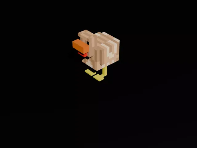 Minecraft Chicken Warm 3D - Voxel Fan Art - STL OBJ GLB