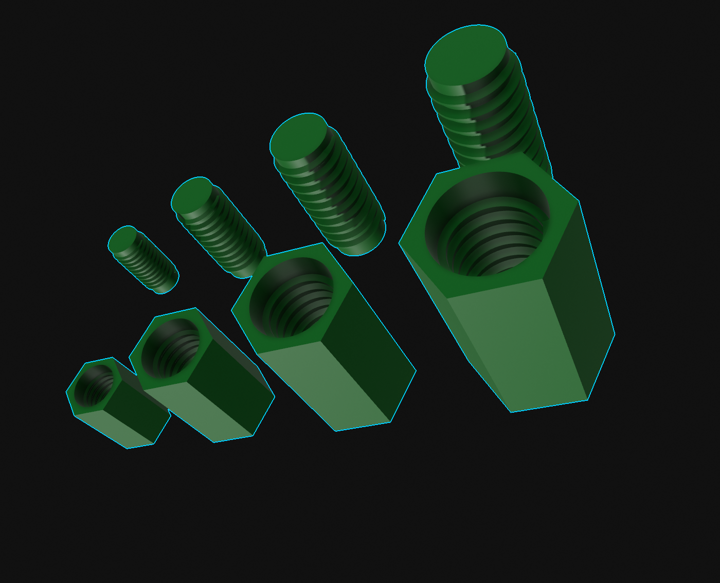 Metric Threaded Shafts Sockets By Kyle B Download Free STL Model Metric threaded shafts sockets by kyle b download free stl model