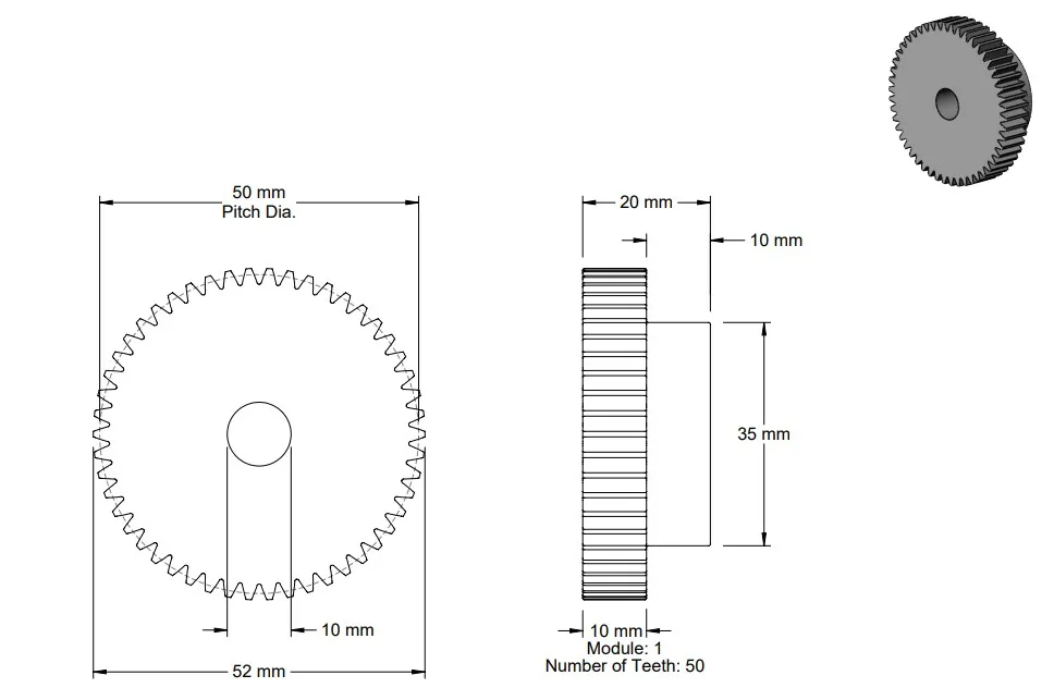 50 tooth gear for 10mm shaft diameter by John Carter | Download