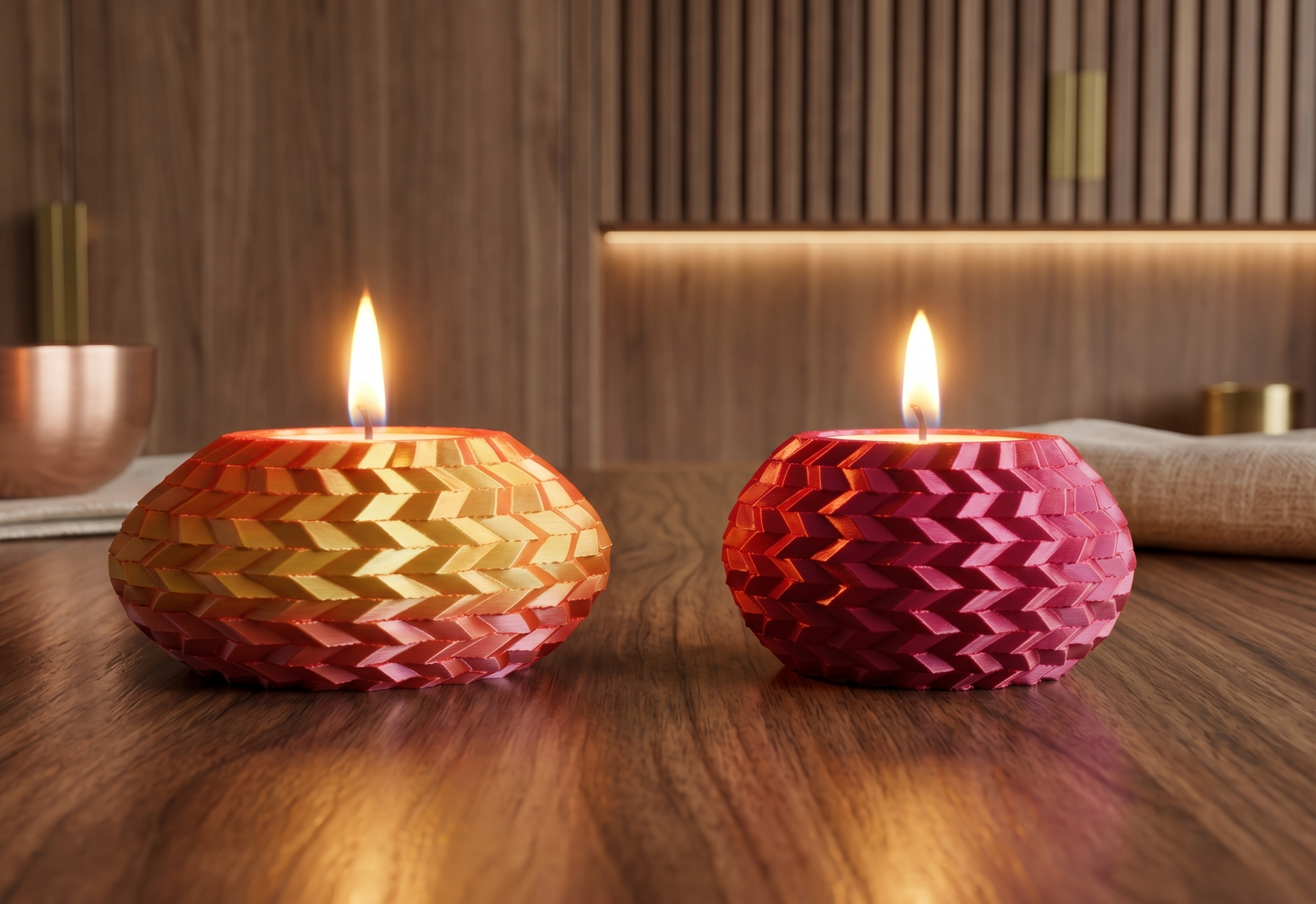 Vibrant Woven 3D Printed Tealight Holders