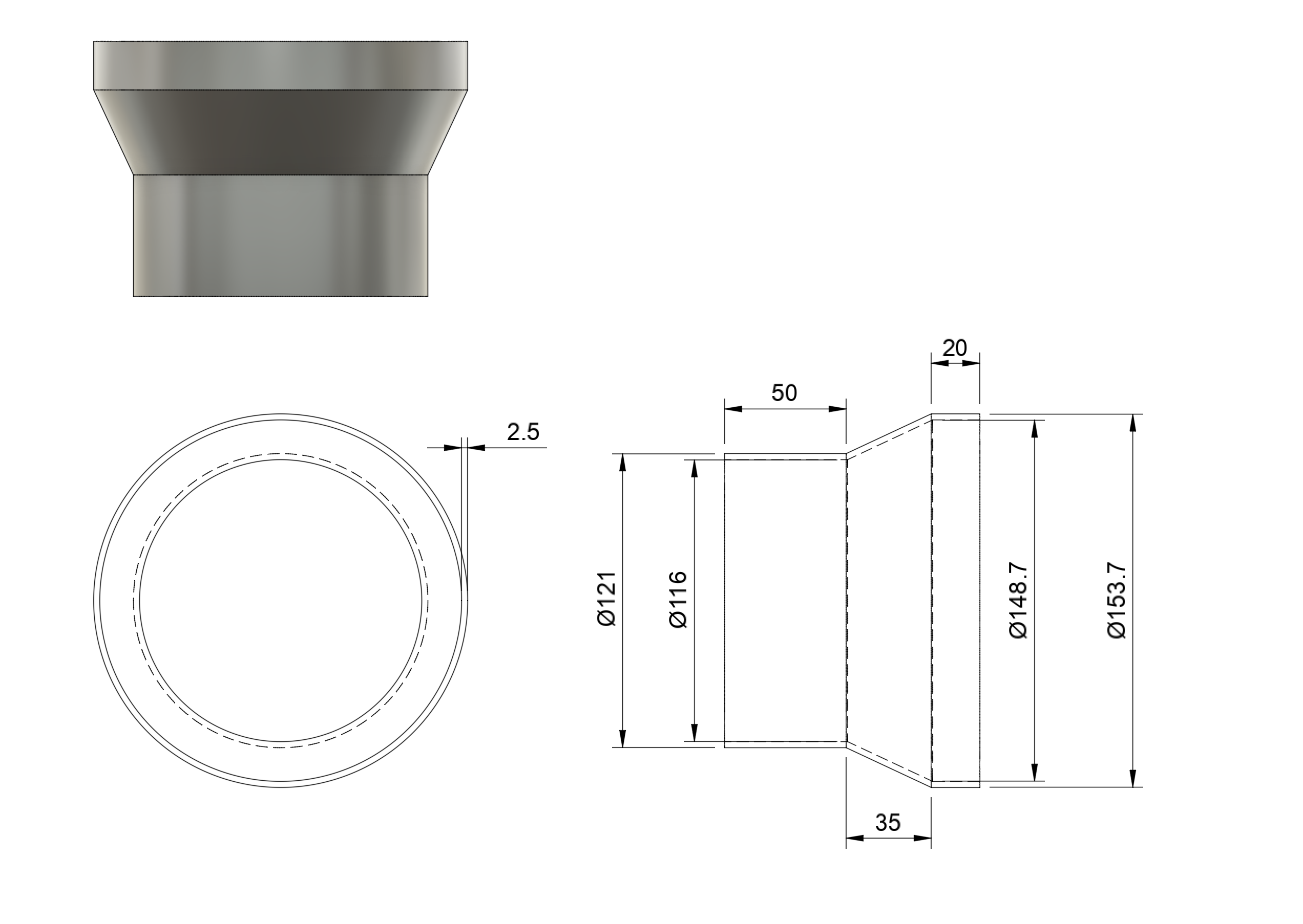 6" Vent to 5" Flexible Ducting Coupler