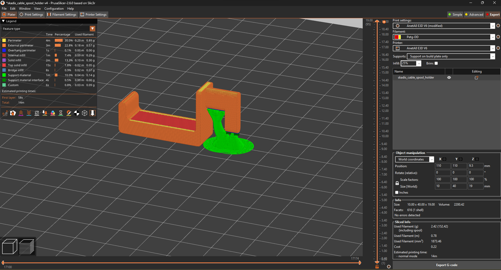 Miniatura 3 do modelo 3D Skadis cable spool holder