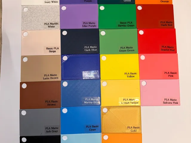Filament color sample plate