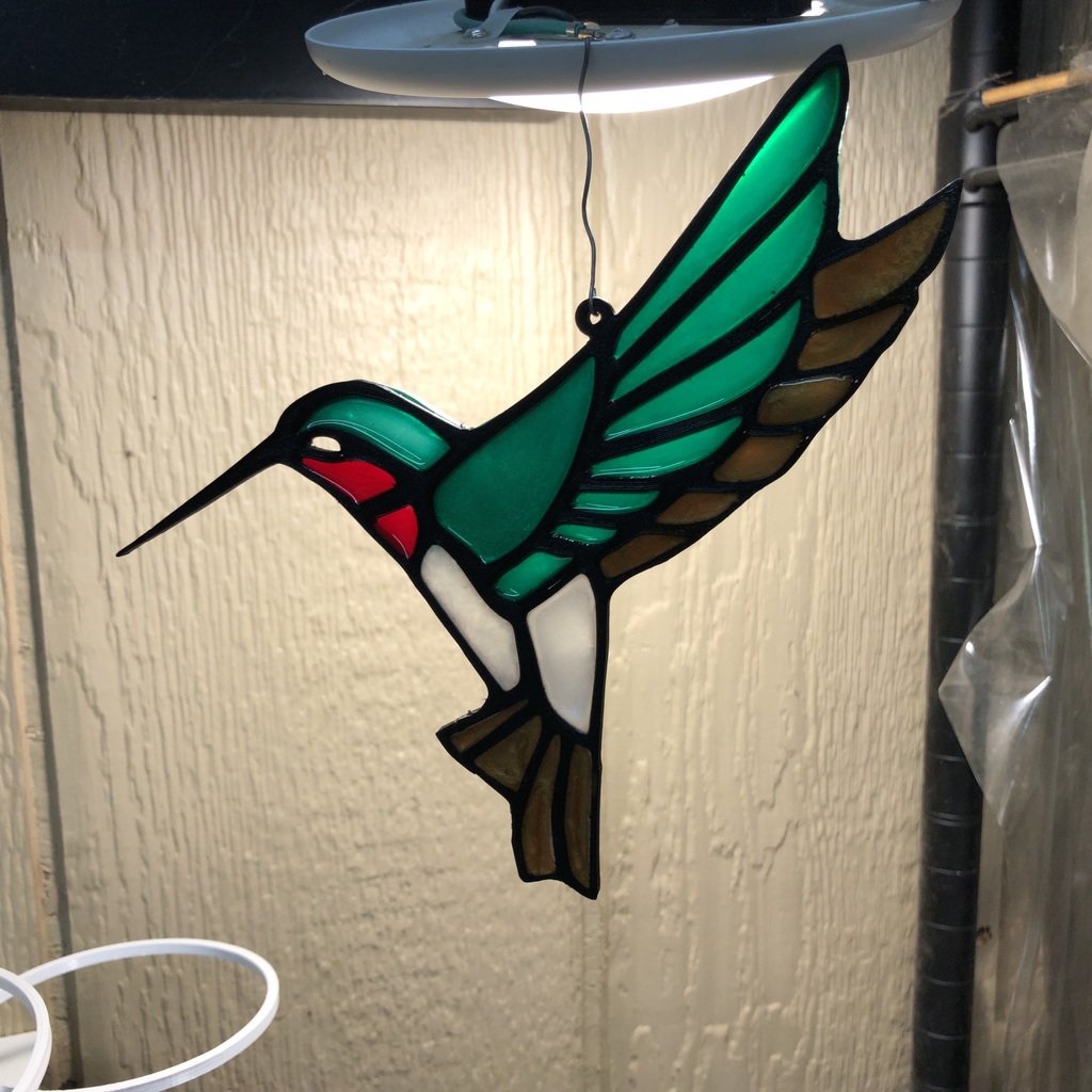 3D printed humming bird to fill with colored resin
