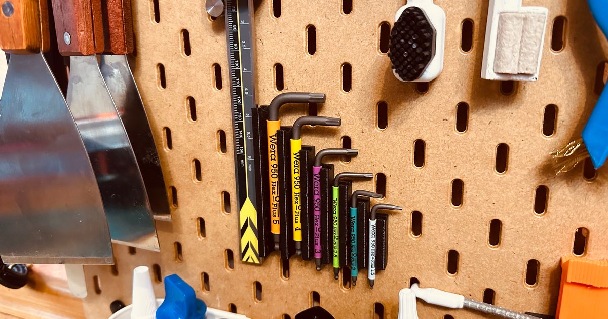 Ikea Skadis Wera 950 Hex Plus (1,55mm) keys mount by Clamikra