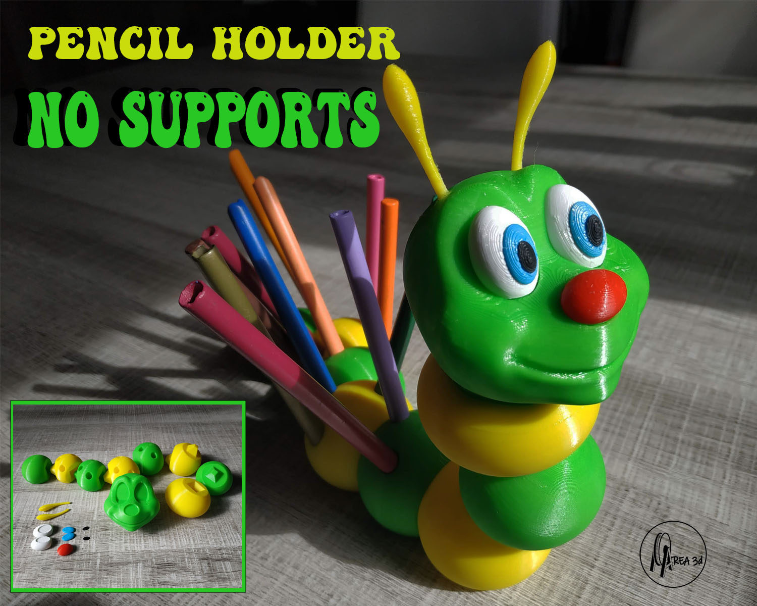 Worm pencil holder