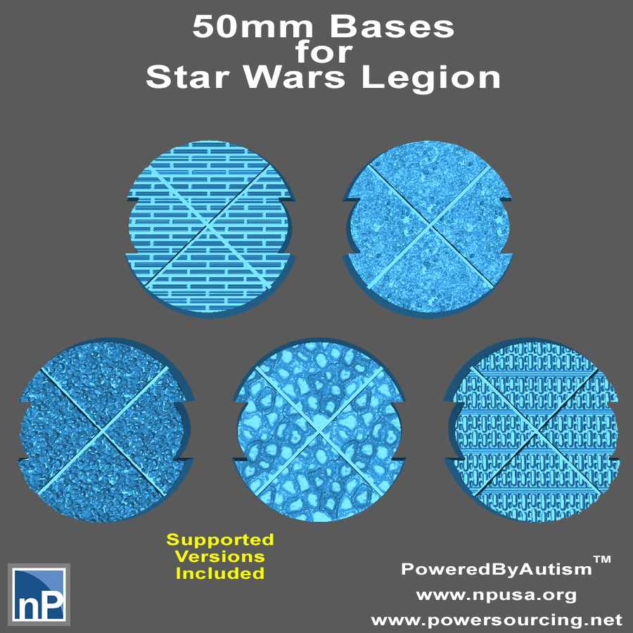 50mm Notched Round Bases for Miniatures - Pack 2