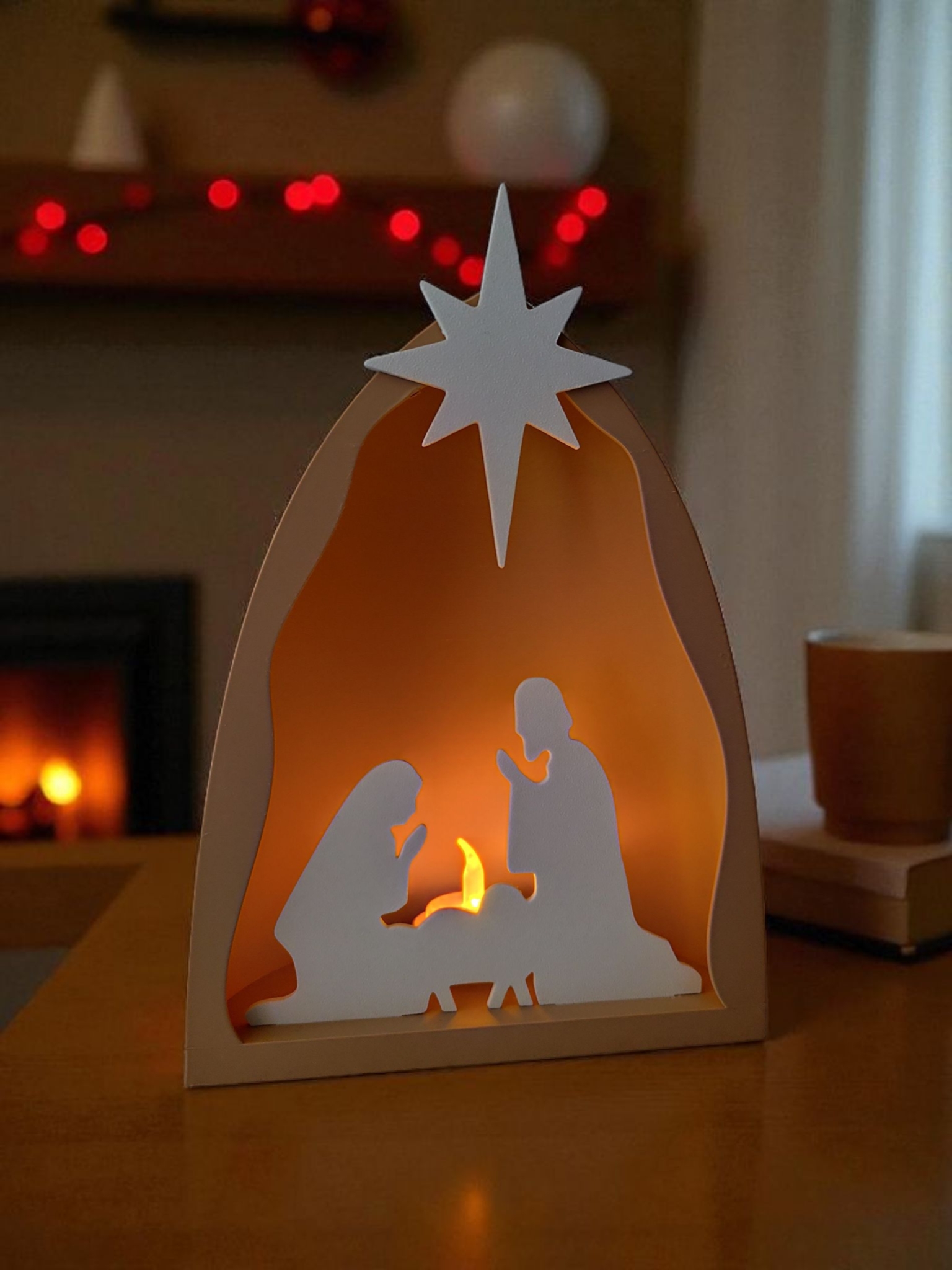 Illuminated nativity scene with light dome body