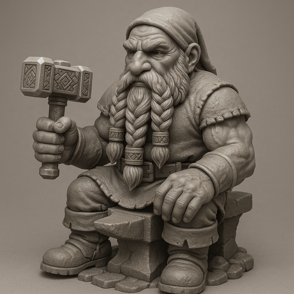 Dwarf Blacksmith on Anvil