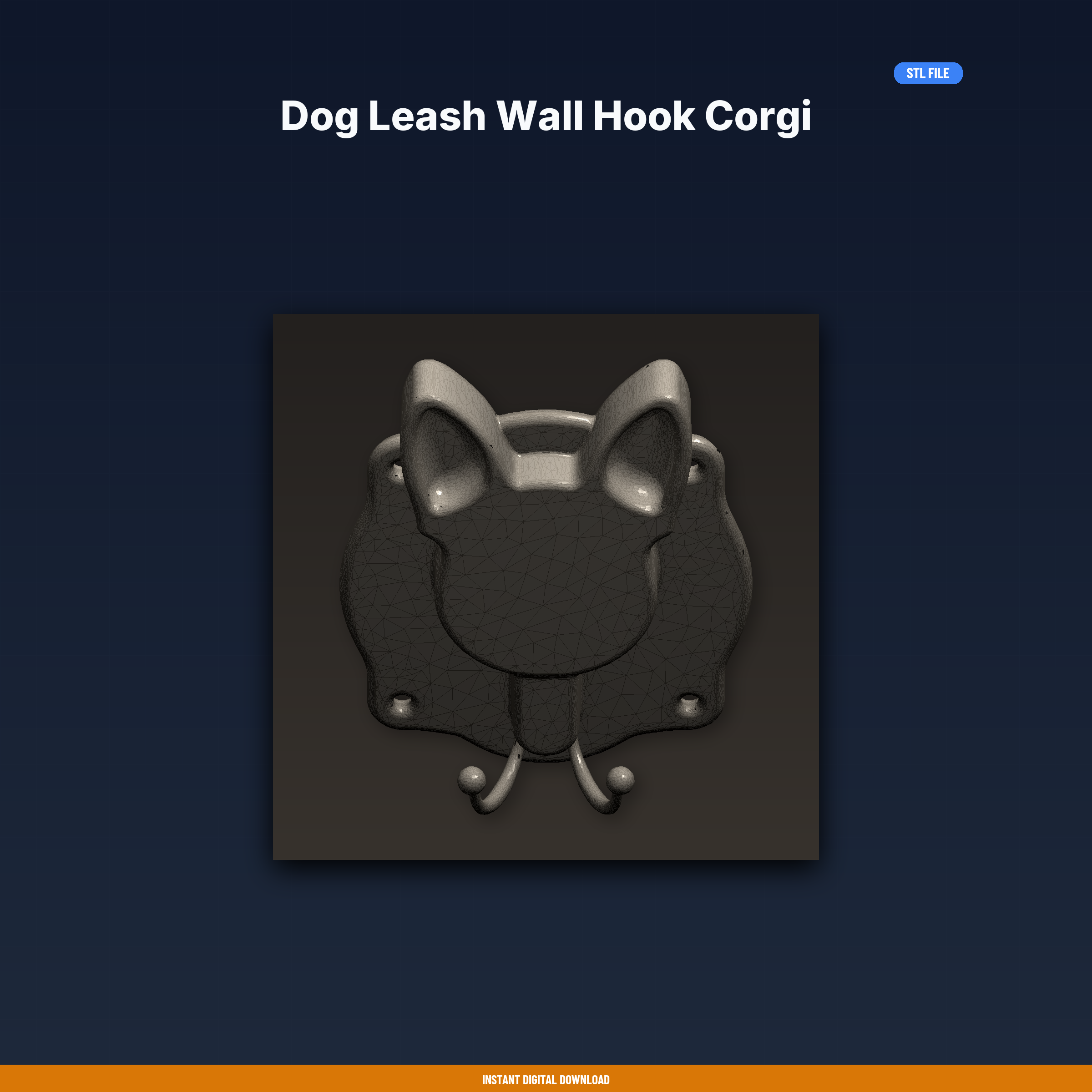 Dog Leash Wall Hook Corgi - 3D Printable STL File