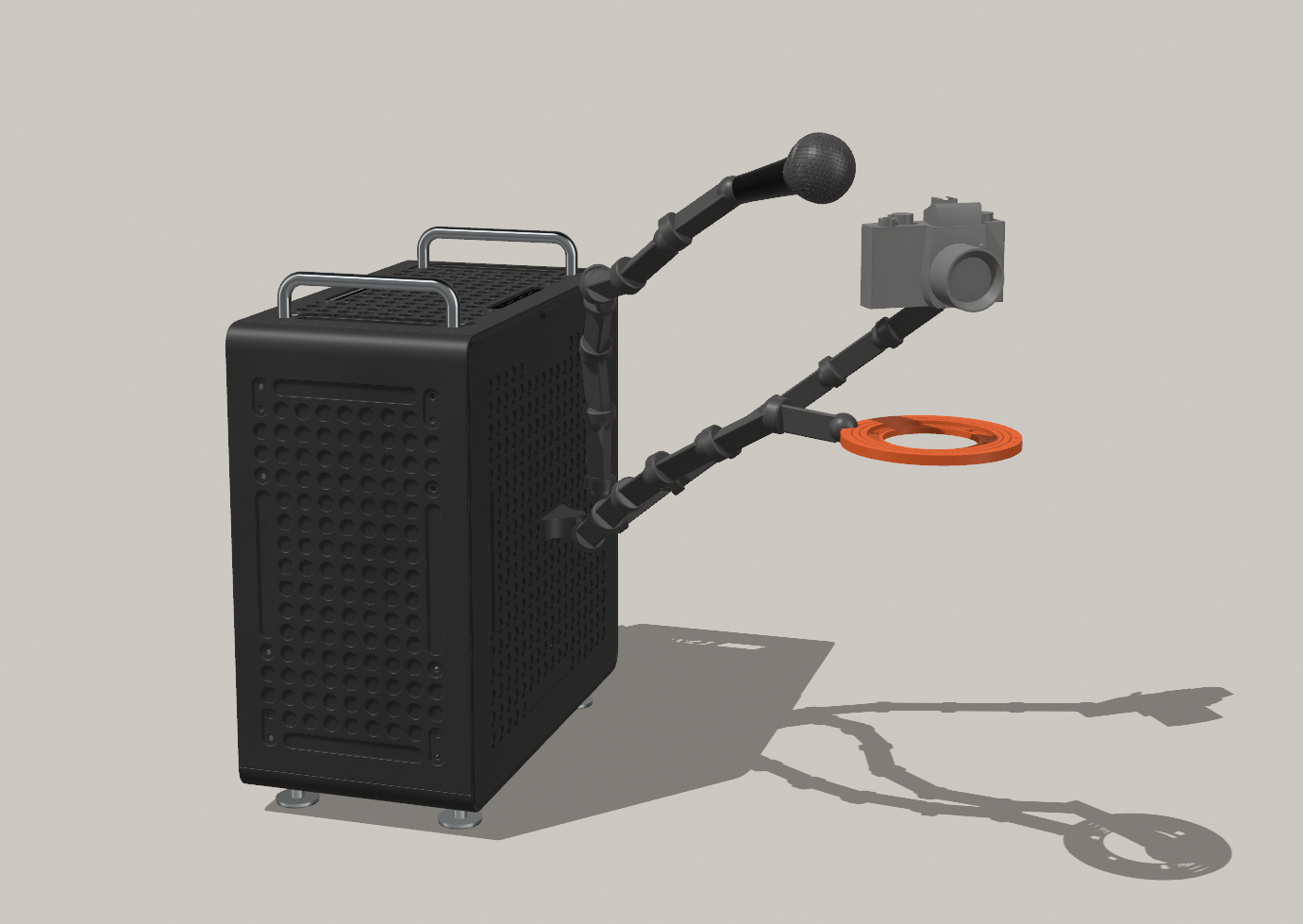 Multi-purpose articulating hand for Qube 540 PC case