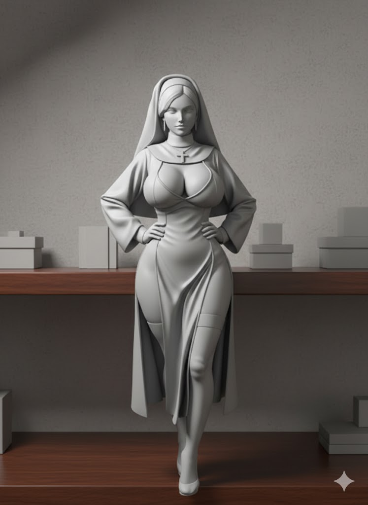 sexy woman in nun's uniform