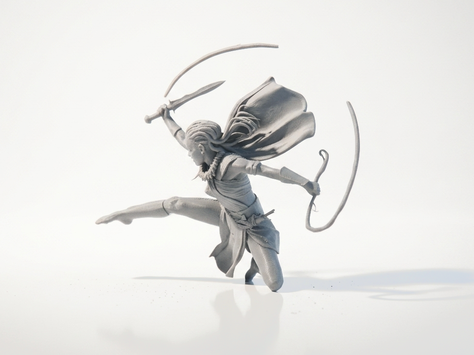 Dynamic Warrior Woman Figurine Female Fighter 3D Printable