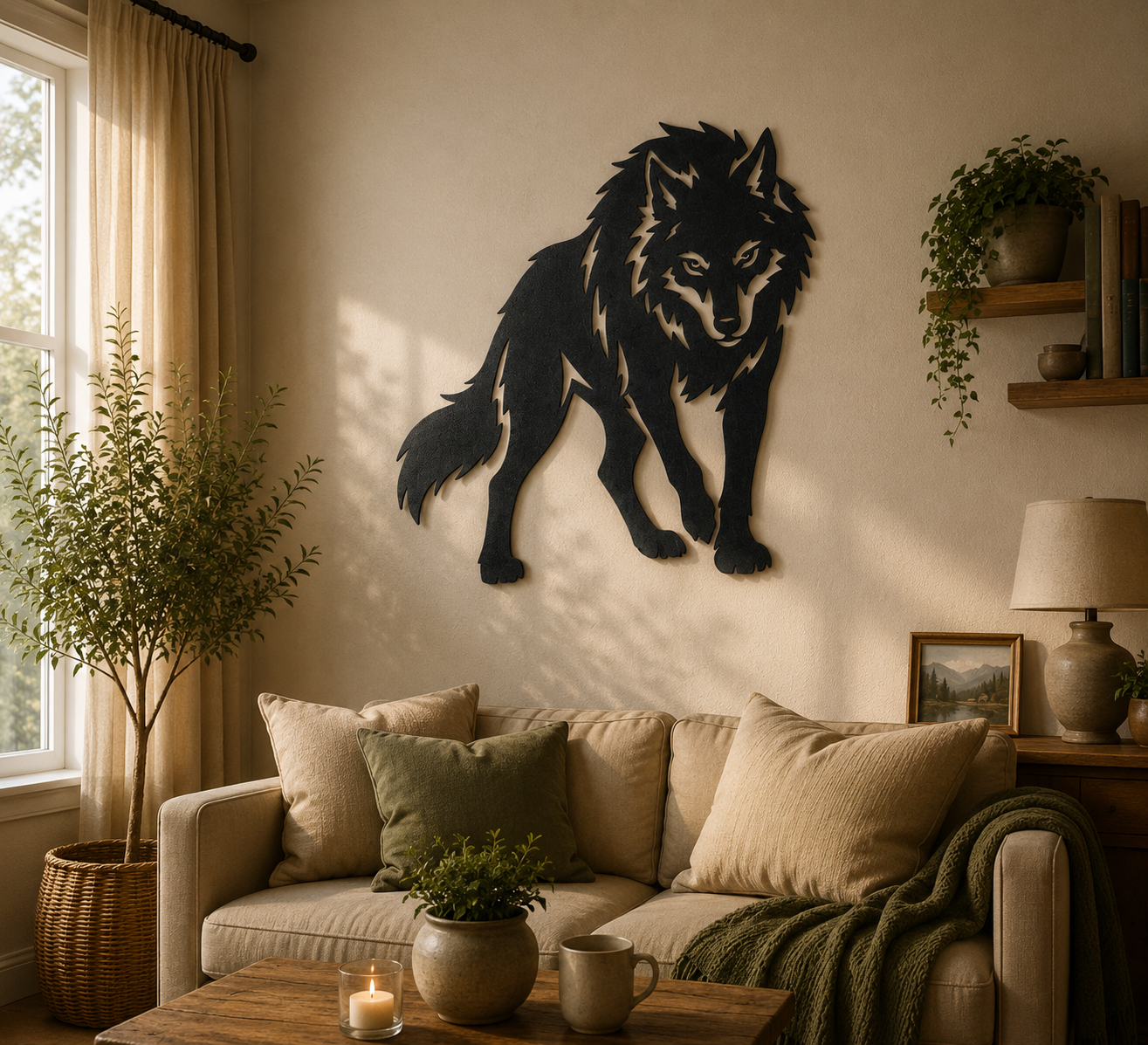 Dark Wolf 2D Wall Art Forest Predator Decor