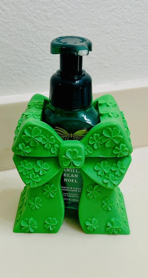 Emerald Green Shamrock Bow-Soap Dispenser Holder