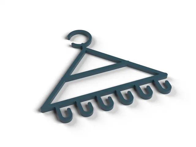 Belt and Tie Hanger - Wardrobe Rail Hanger with 6 Belt Hooks and Tie Bars, Prints Flat, No Supports (OpenSCAD)