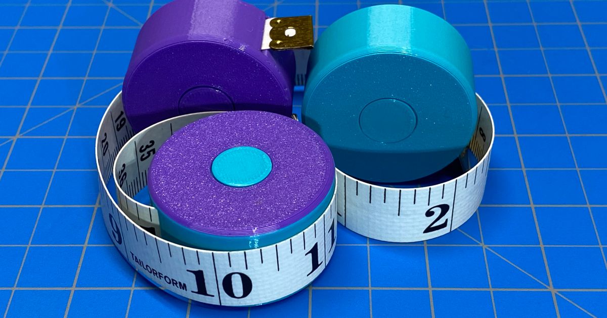 Sewing Cloth Tape Measure Winder Case 14mm and 18mm Snap Fit by TinkrMakr, Download free STL model