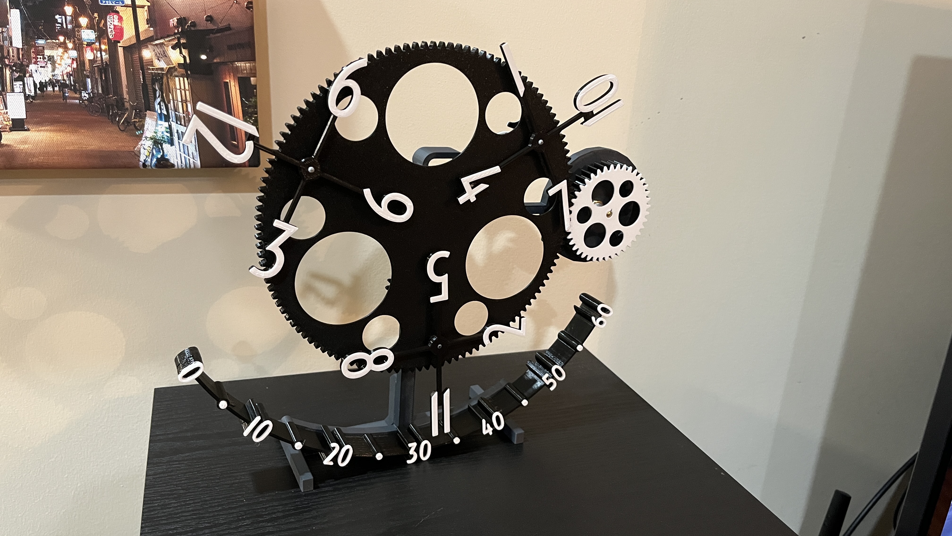Wandering clock stand for Desk/bookcase with integrated wall mount -easier build - no ikea clock required - geneva drive