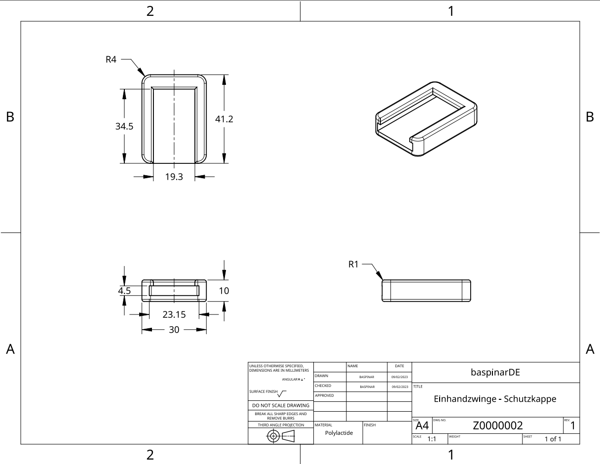 One-Hand Clamp - Protection Cap / Einhandzwinge - Schutzkappe