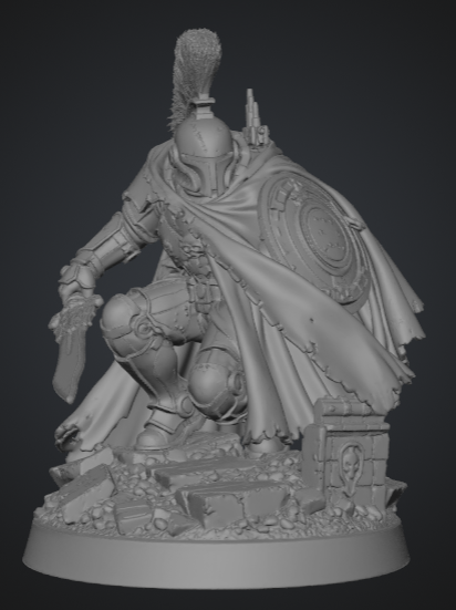 Elite Oath Sworn Bastion Knight crouched with Sword and Shield