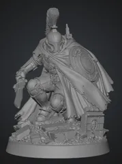 Elite Oath Sworn Bastion Knight crouched with Sword and Shield