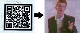 Rick Roll w/ No Ads QR Code Keychain (+Bit.ly URL version as well