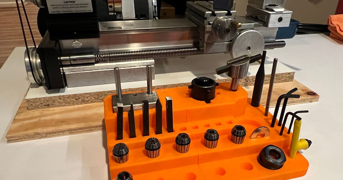 Mini Lathe Accessory and Bit Tray by whatthefilament Download free