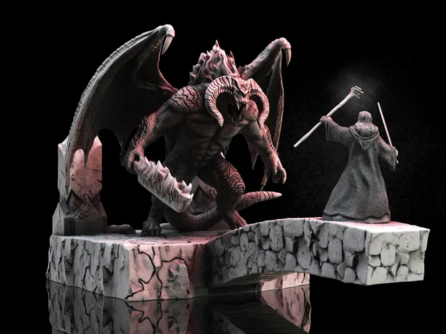 Balrog vs Gandalf Diorama (Pre-Supported)