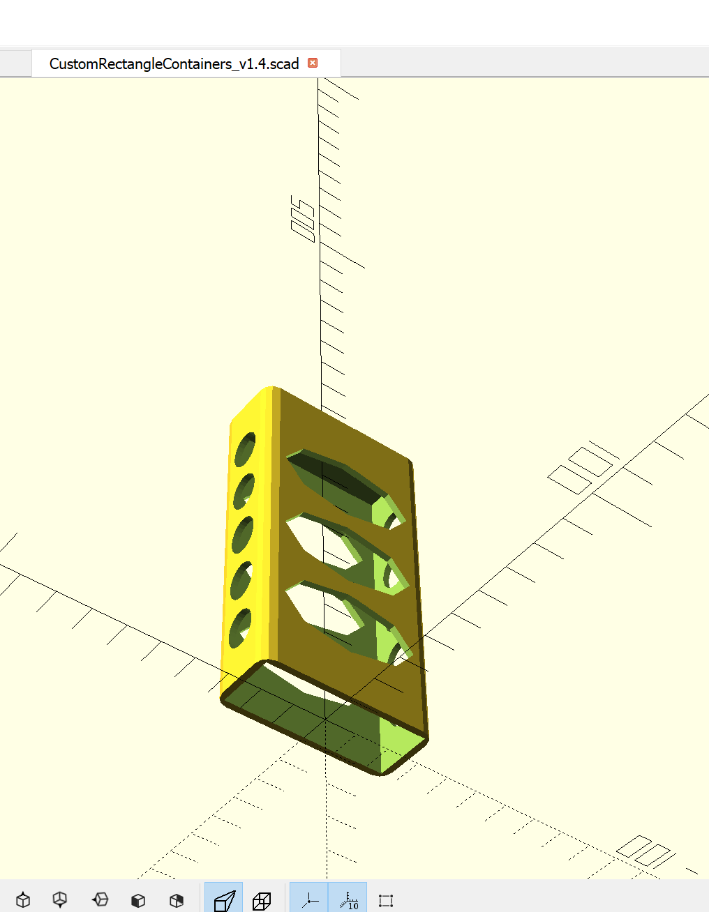 OpenSCAD Parametric Item Container / Shell with Customizable Lightweight Cutouts (fully customizable) (HSW) (Honeycomb Storage Wall)