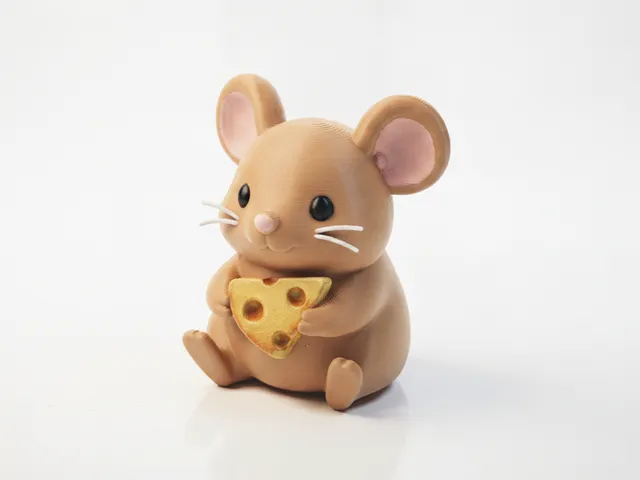 Mouse With Cheese Figurine Animal 3D Printable