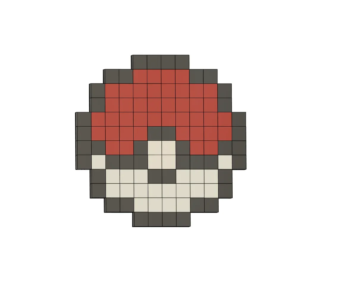 minecraft pixel art grid pokeball